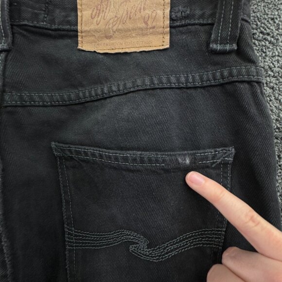 Nudie Jeans Off Beat Black Cotton Straight Cut Denim Button Fly Adult Men - Picture 16 of 16